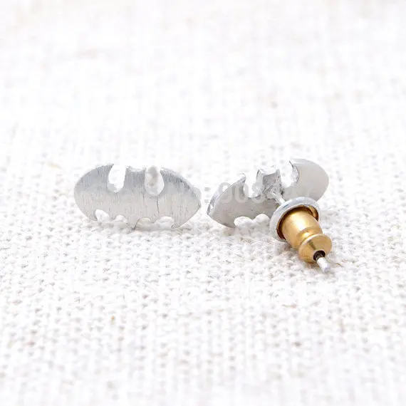 10 Pcs-S048 Jewelry Cute Bat Earrings Gold Silver Stud Earrings 2