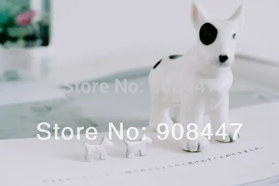 10 Pcs-S051 Jewelry Silver Cute Animal Dog Earrings 1