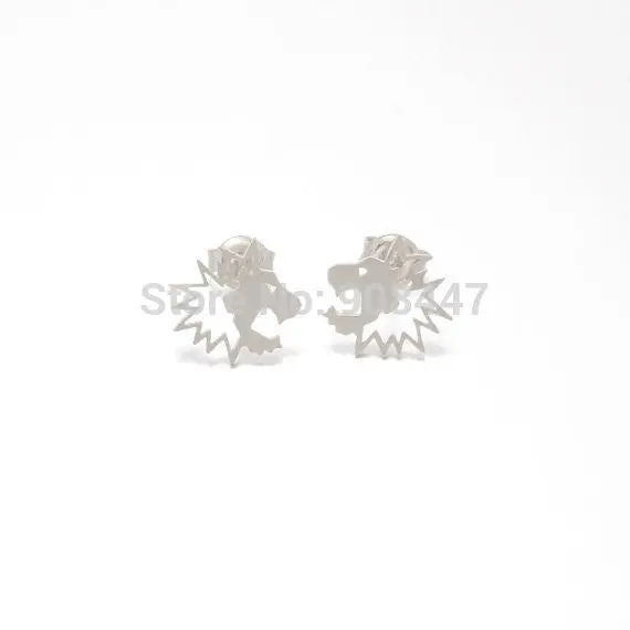 10 Pcs-S065 Jewelry Detailed Valiant Roar Lion King Flat Stud Earrings - 3