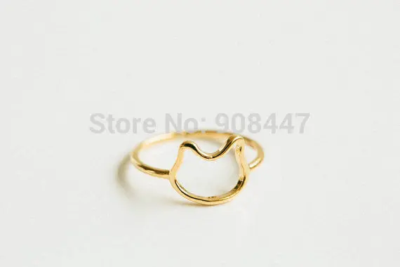 10 Pcs- Simple Kitty Line Ring ,Kitty Ring,Cat Shape Ring,Animal Ring - 2