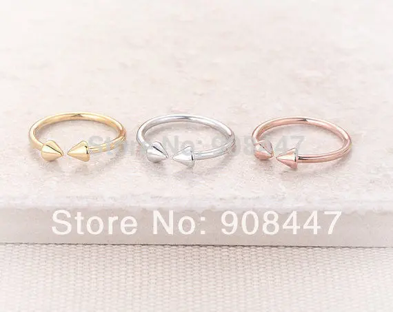 10 Pcslot- Arrow Stud Ring - Rose Gold Rose Gold Plated, Everyday Jewelry, Simple, Chic, Adjustable Ring 1
