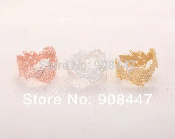 10 Pcslot- Feathers Ring - Silver Leaf Ring,Cool Rings,Cute Ring 1