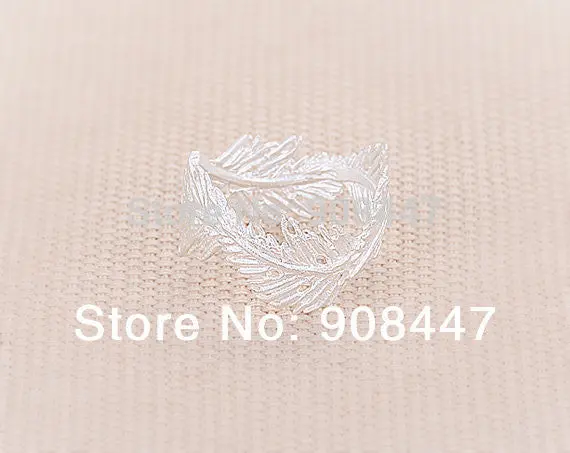 10 Pcslot- Feathers Ring - Silver Leaf Ring,Cool Rings,Cute Ring 2