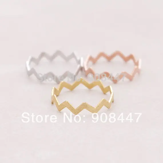 10 Pcslot- Gold Filled Zig Zag Band Thumb Ring,Midi Ring,Wave Ring 1