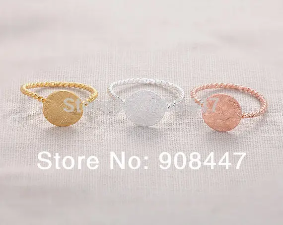 10 Pcslot- Hammered Ring With Twisted Ringband - Silver Round Rings,Midi Rings 1
