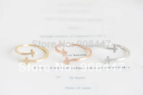 10 Pcslot- Jewelry Double Cross Cuff Finger Ring Stretch Girl Rings 1
