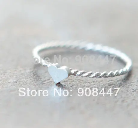 10 Pcslot- Jewelry Twist Heart Ring,Tiny Heart Rings 1