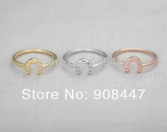 10 Pcslot- Lucky Horseshoe Ring - Silver Rhodium Plated, Everyday Jewelry, Simple, Cute, Adjustable Ring 1