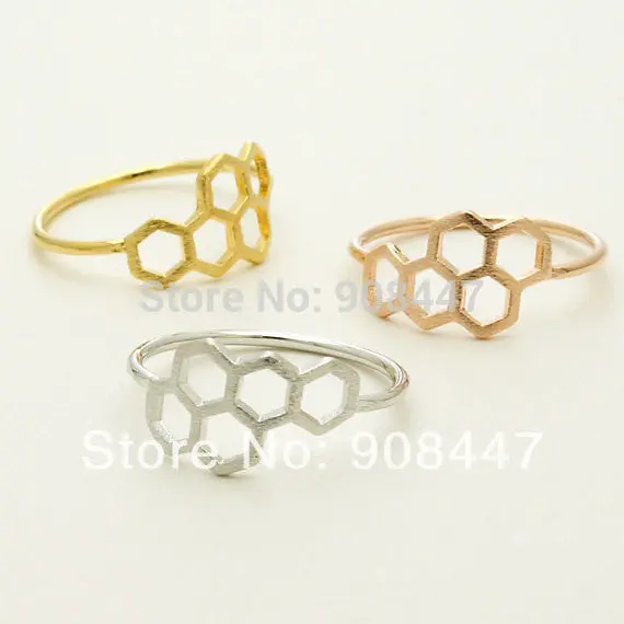 10 Pcslot-R109 Triangle And Circle Ring,Honeycomb Ring 1