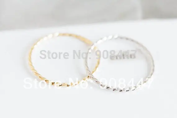 10 Pcslot-R214 Brief Twisted Rope Small Ring 18K Gold Plated Austrian Crystal Ring 1