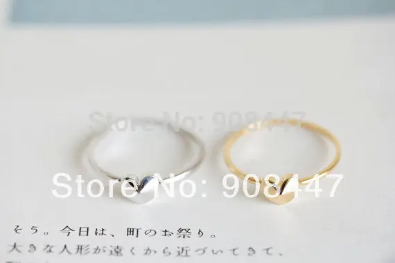 10 Pcslot-R219 18Kgp Copper Alloy Classic Convex Heart Rings 1