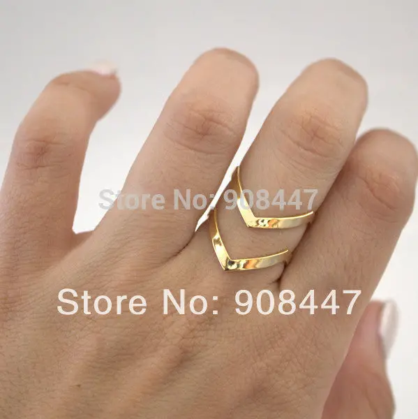 10 Pcslot-R248 Double V Ring ,Double Lines V Chevron Ring 3