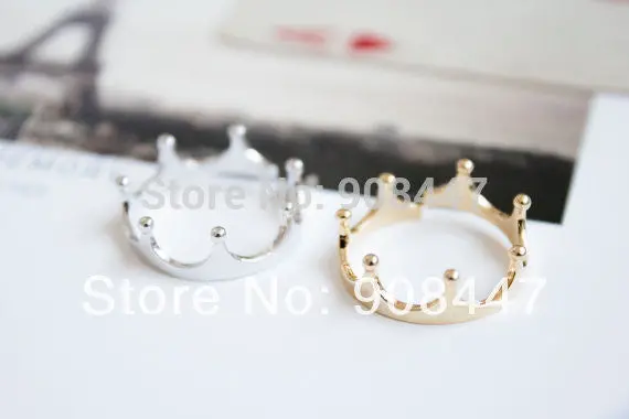 10 Pcslot- Rings Small Open Silver Golden Copper Imperial Crown Ring Jewelry A 1