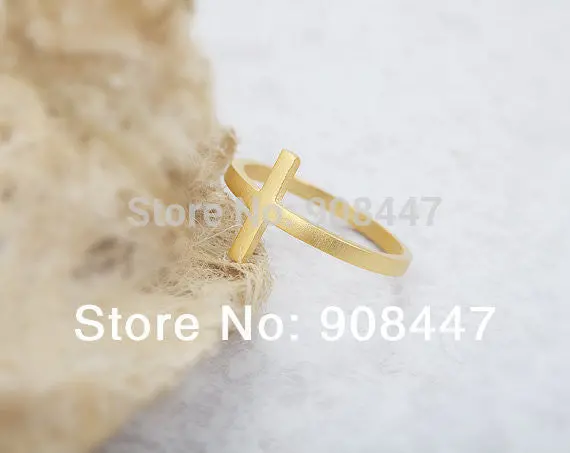 10 Pcslot- Sideways Cross Ring - Gold Simple Mdi Rings,Cool Rings,Religious Rings 3