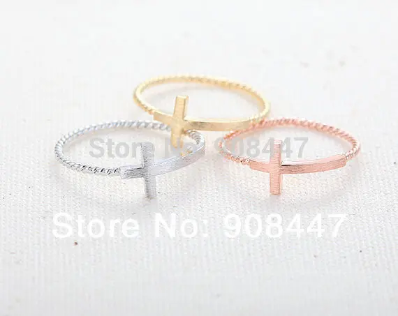 10 Pcslot- Sideways Cross Ring With Twisted Ringband - Unique Rings,Cool Rings 1