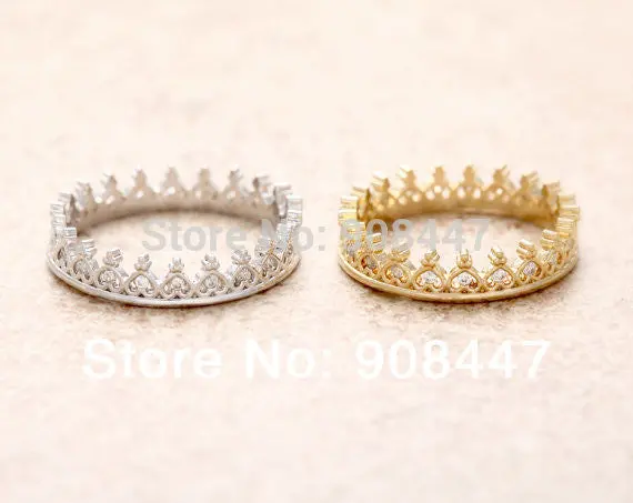 10 Pcslot- Tiny Heart Tiara Ring - Jewelry Rings,Anniversary Ring,Crystal Rings 1