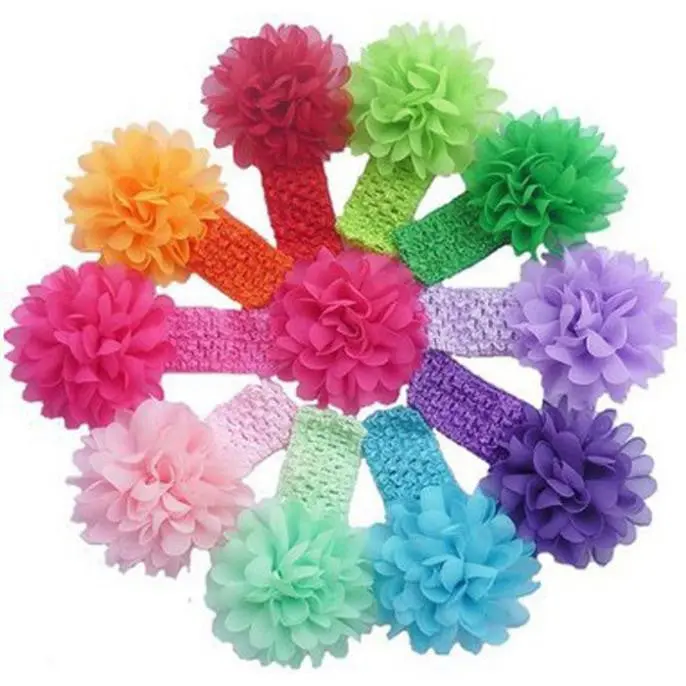 10 Pieces Babys Headbands Girls Headband Chiffon Flower Hair Bow Feida 1