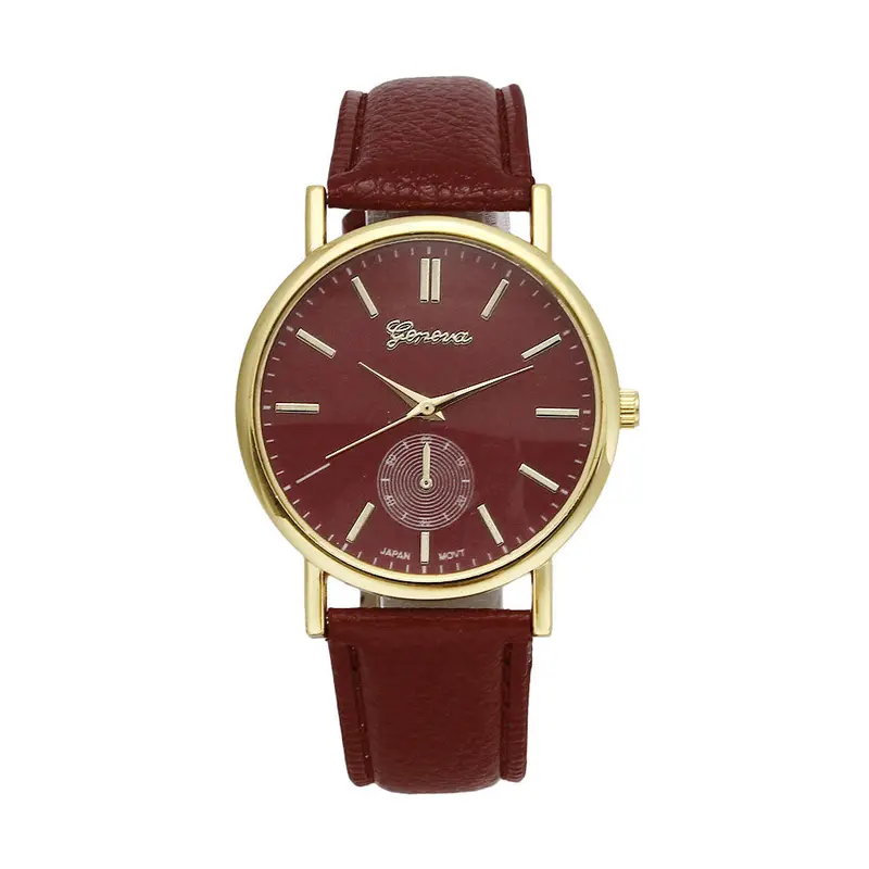 100% Clocks Geneva Roman Numerals Leather Analog Quartz Watch Women Watches Woman Geneve Watch Gifts 12