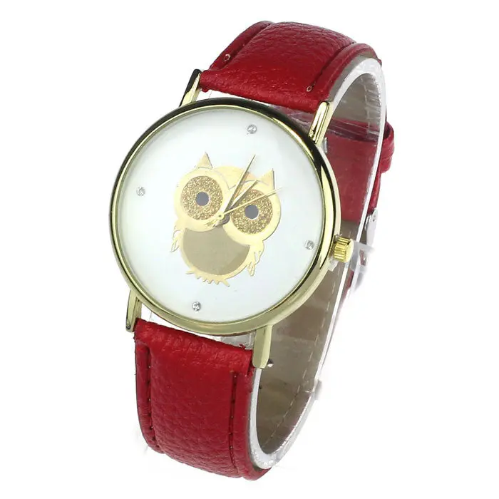100% Leather Strap Quartz Watch Women Owl Print Dress Clocks Girls Wristwatch Gifts For You 6 Color 1