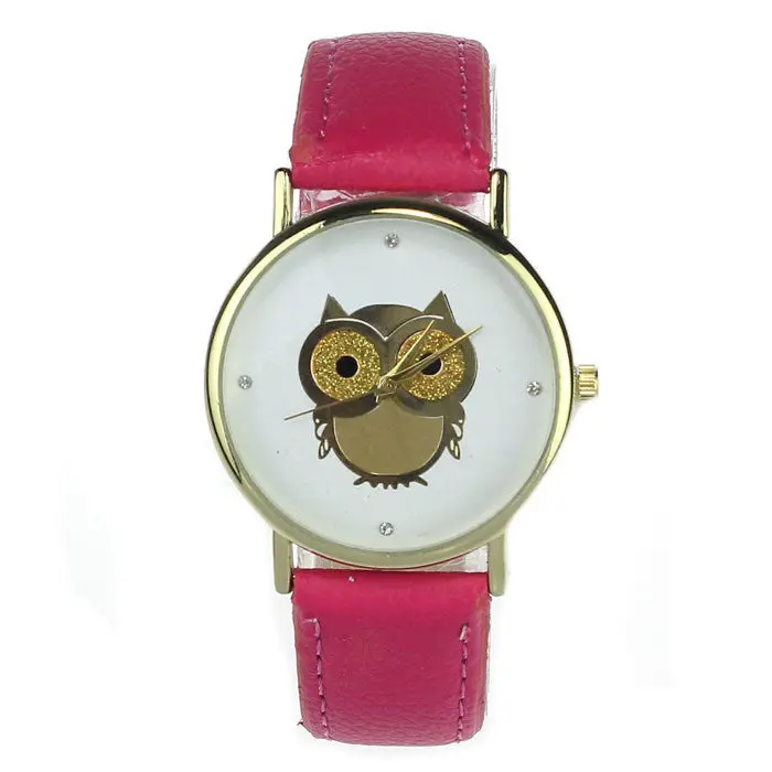 100% Leather Strap Quartz Watch Women Owl Print Dress Clocks Girls Wristwatch Gifts For You 6 Color 2