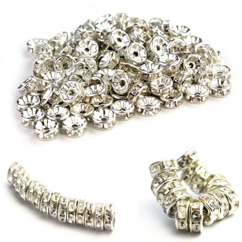 100 Pcs Rhinestone Crystal Rondelle Spacer Bead Plated 8Mm Crystal Fast Shipping Feida 1