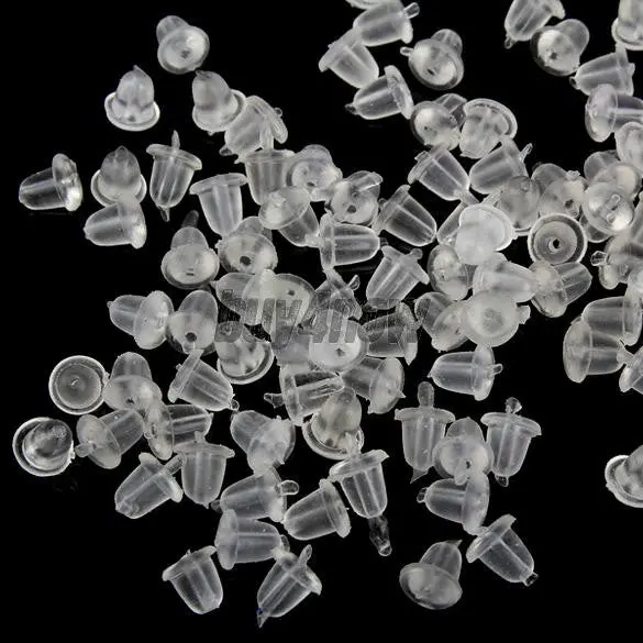 100 X Soft Clear Earrings Stud Back Stopers Plugs 1