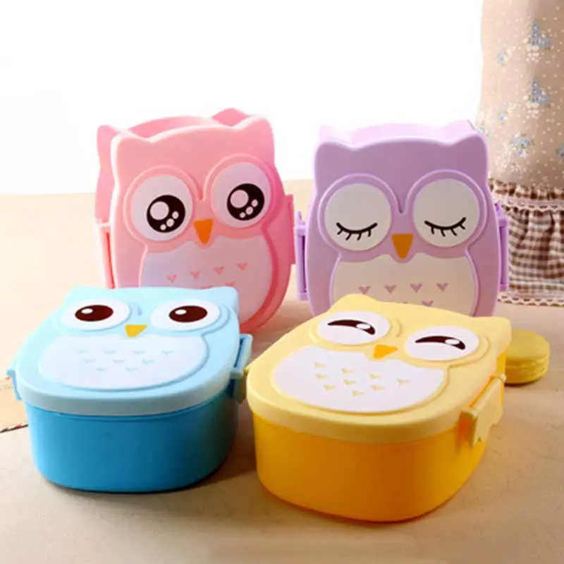 1000Ml Food Grade Plastic Lunch Box Cute Cartoon Owl Food Fruit Storage Container Portable Bento Box For Children Gifts82621 1
