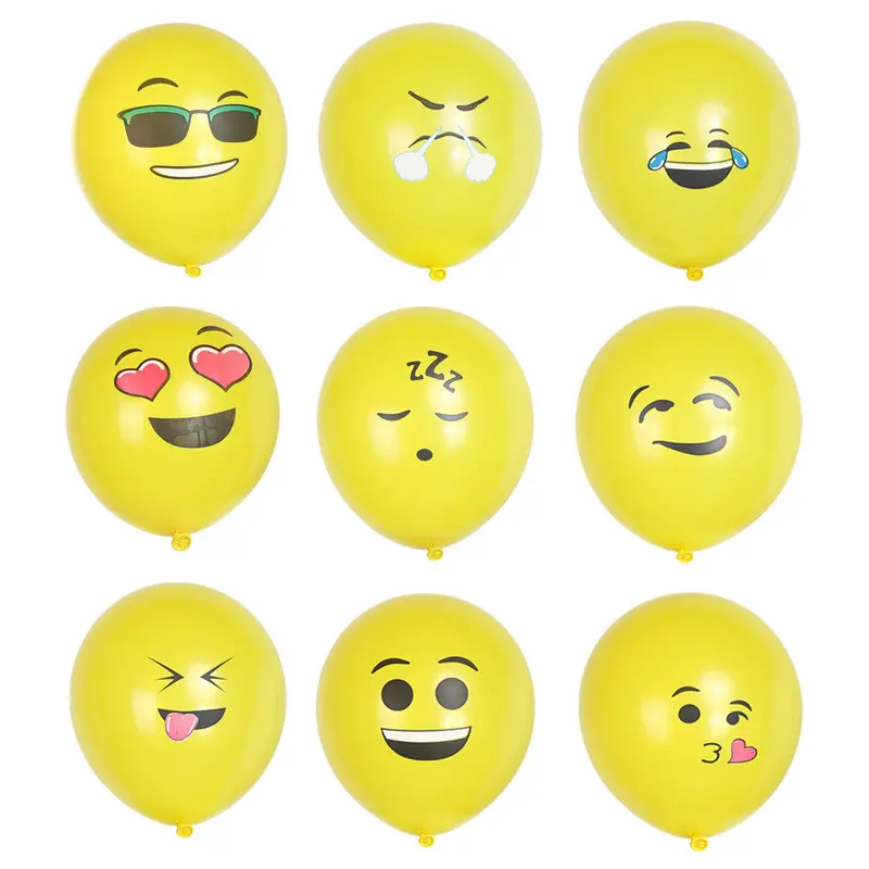 100Pcs 13" Emoji Balloons Smiley Face Expression Qq Yellow Latex Balloons Party Wedding Ballon Cartoon Inflatable Balls 1