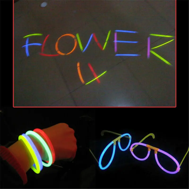 100Pcs Glow In The Dark Light Stick Bracelets Necklace Glowsticks Xmas Christmas Party Supplies Neon Fluorescent Lightstick 1