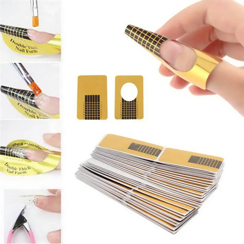 100Pcs Nail Tools Tips Nail Art Guide Form Acrylic Tip Gel Extension Sticker Nail Polish Curl Form 1