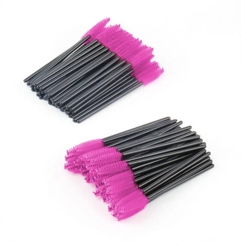 100Pcslot Make Up Brush Pink Synthetic Fiber Disposable Eyelash Brush Mascara Applicator Wand Brush Cosmetic Makeup Tool 1