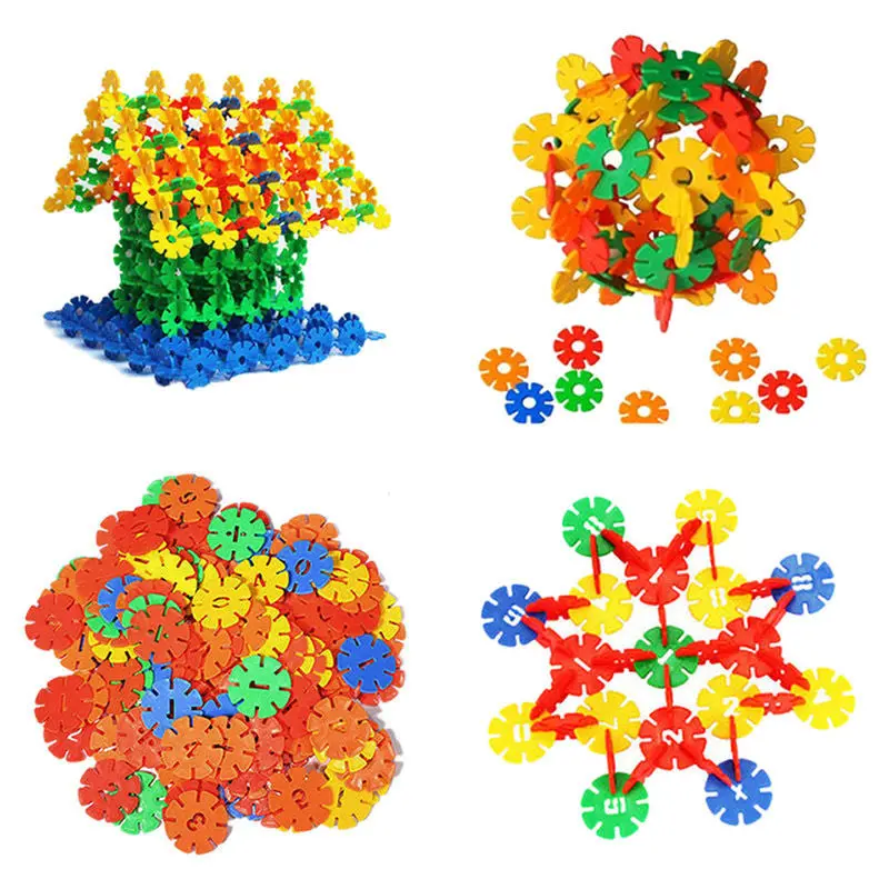 107Pcs Snow Snowflake Building Blocks Toy Bricks Diy Assembling Early Educational Learning Classic Toys Kids Gift 1