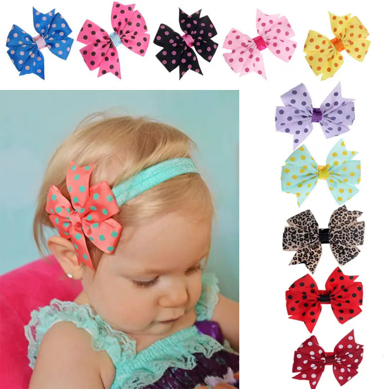 10Pc Babys Headband Girls Kids Cute Hairband Elastic Wave Point Bowknot Pography Hair Wear Promotion 1