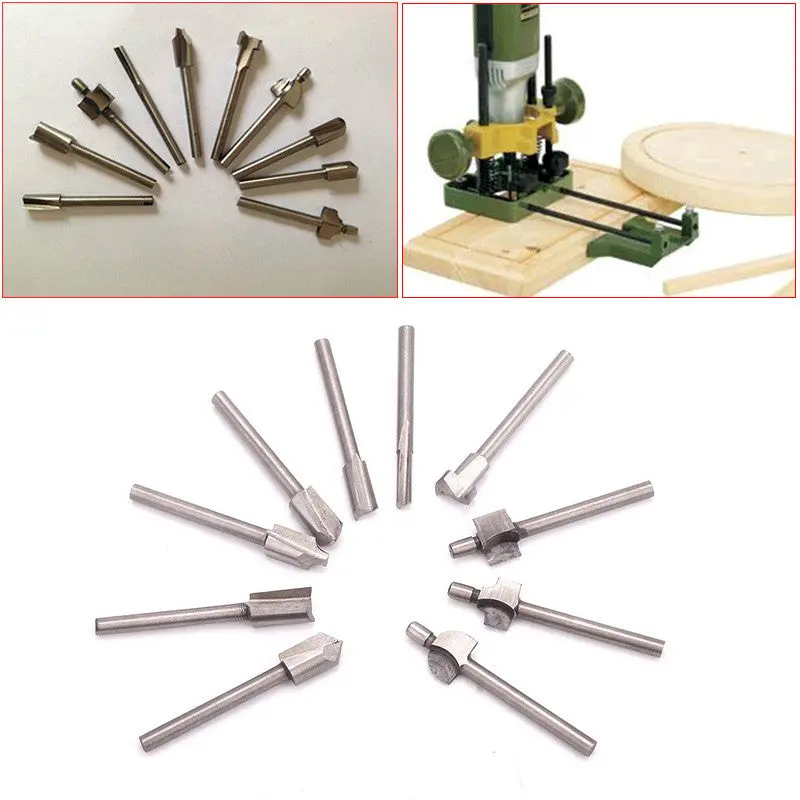 10Pcs 1/8"Inch Shank Hss Titanium Router Bits Fit Dremel Foredom Rotary Tool Set 70939 1