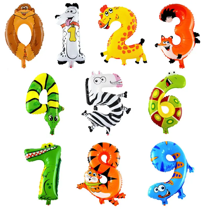 10Pcs 16 Inch Animal Number Foil Balloon Birthday Party Wedding Decoration Inflatable Air Balloons Party Balls Children's Gifts 1