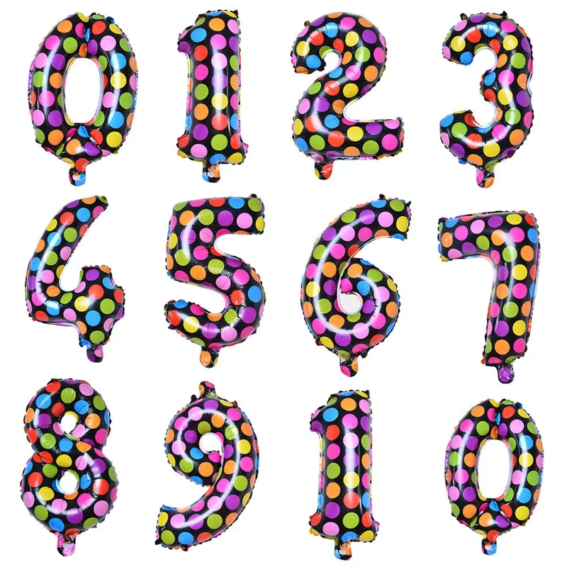 10Pcs 16Inch Number Foil Balloons Dot Digit Ballons Birthday Party Wedding Decor Air Baloons Event Party Supplies 1