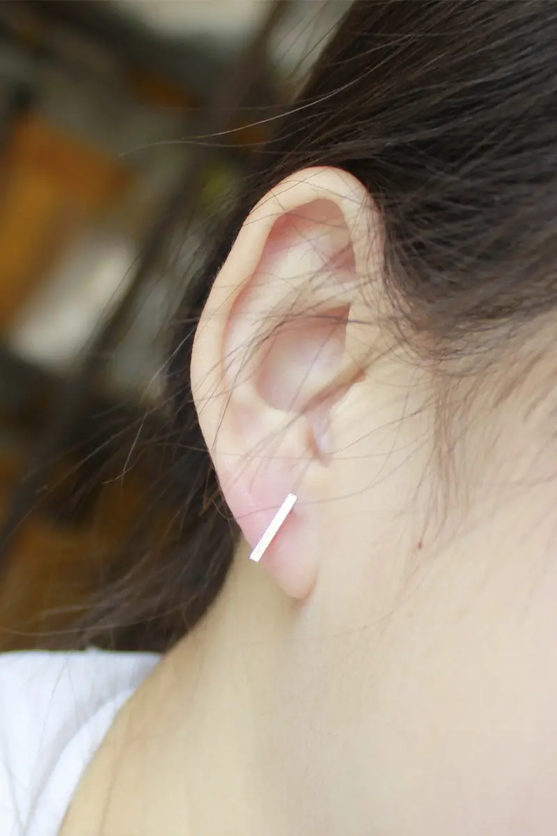 10Pcs 18K Gold Silver Plated Simple Bar Stud Earrings S081 3