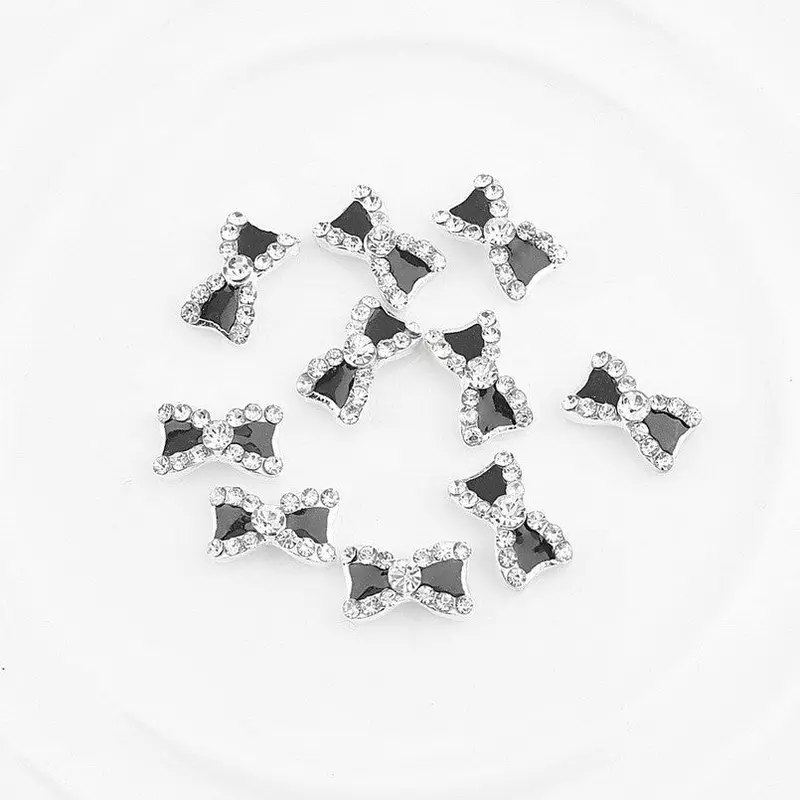 10Pcs 3D Nail Art Sticker Rhinestone Bowknot Bow Nail Art Glitters Decoration Icure Nail Art Tips Tools 1