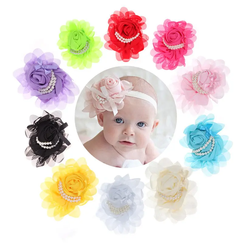 10Pcs Baby Girl Headb Rose Pearl Born Headb Baby Girls Infant Elastic Headb Hair Accessories 1