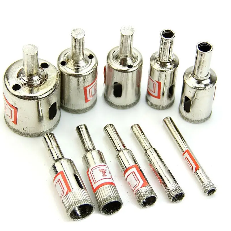 10Pcs Diamond Coated Core Hole Saw Drill Bit Set Tools For Tiles Marble Glass 80470 1