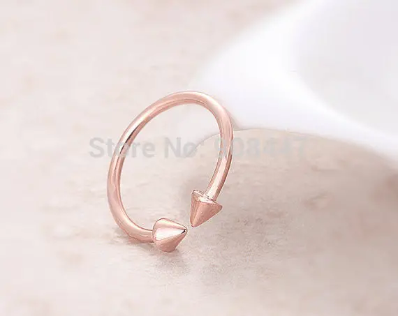 10Pcs- Double Arrow Ring Rose Gold Rose Gold Plated, Everyday Jewelry Simple Adjustable Rings 1