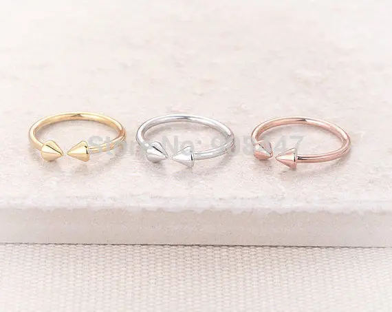 10Pcs- Double Arrow Ring Rose Gold Rose Gold Plated, Everyday Jewelry Simple Adjustable Rings 3