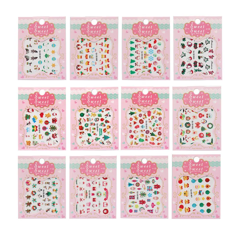 10Pcs Foil Nail Sticker Christmas Tree Snowflake Santa Clause Snowman Manicure Decor Decals Nail Tools 1