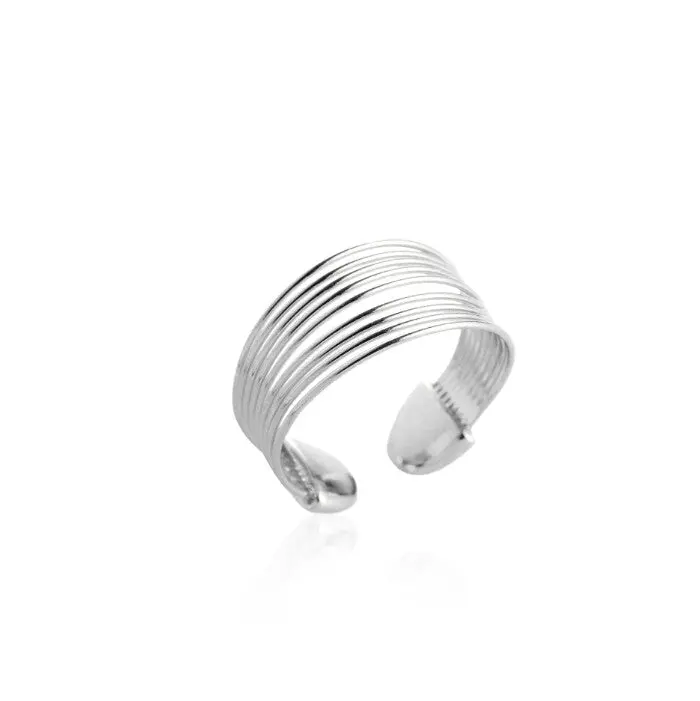 10Pcs- Gold Silver Multilayer Personality Wire Rings 1