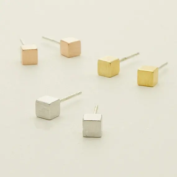 10Pcs Gold Silver Rose Goldtiny Square Stud Earrings Simple Earrings Gift Mom Birthday Gift Best Friend Birthday S082 1