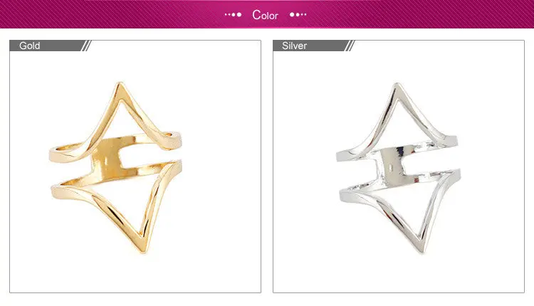 10Pcs- Jewelry Accessary Shinny Double V Ring Simple Design Punk Couple Rings 1