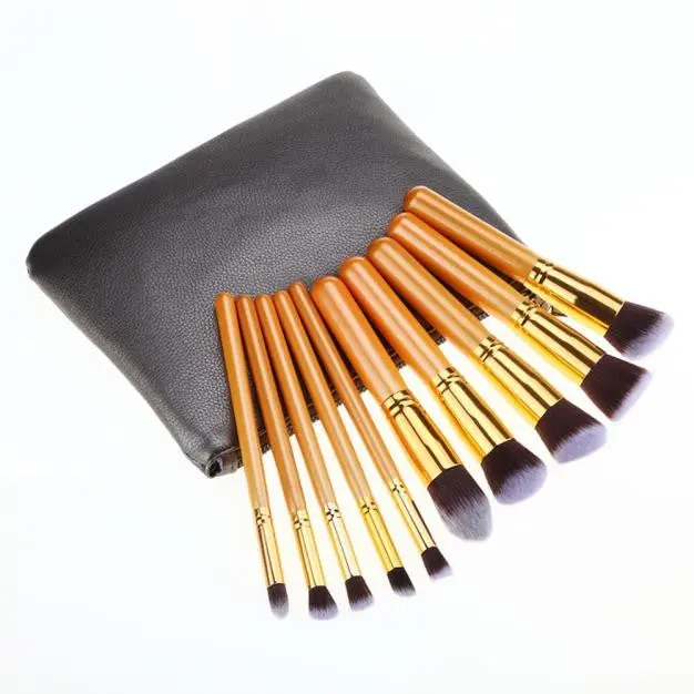 10Pcs Maange Pro Makeup Brushes Bag Foundation Powder Eyeshadow Wood Toothbrush Makeup Brush Cosmetics Tools Kit 1