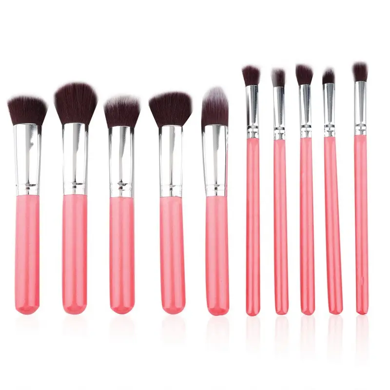 10Pcs Makeup Brushes Cosmetics Foundation Blending Makeup Brush Kit Set Wooden Makeup Tool 1