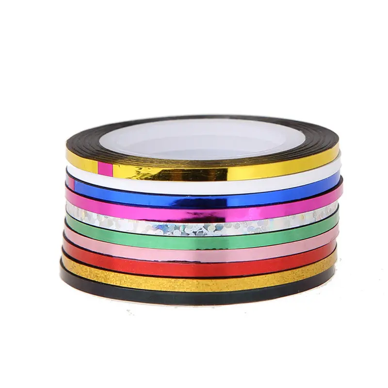 10Pcs Mixed Color 5Mm Nail Rolls Striping Decals Foil Tips Tape Line Decorations Diy Nail Sticker For Nail 1