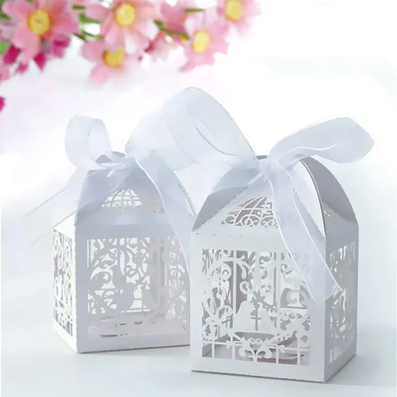 10Pcs/Pack Candy Gift Boxes With Ribbon Wedding Party Favor Box Pouch Wedding Boxes Party Candy Bags Wedding Favors 87941 1